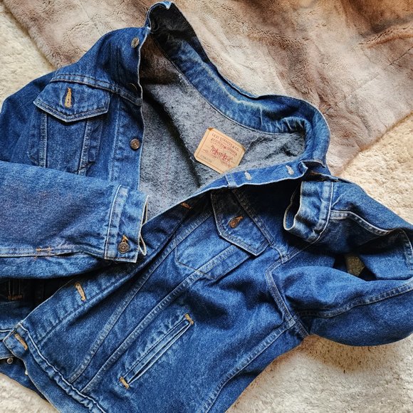 Vintage 90's Blanket Lined Levis Strauss Trucker Jacket 46L - Picture 9 of 12